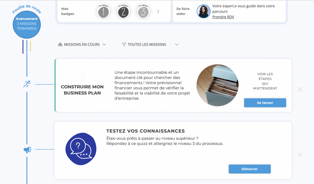 Missions exemple sur la plateforme Coptain App