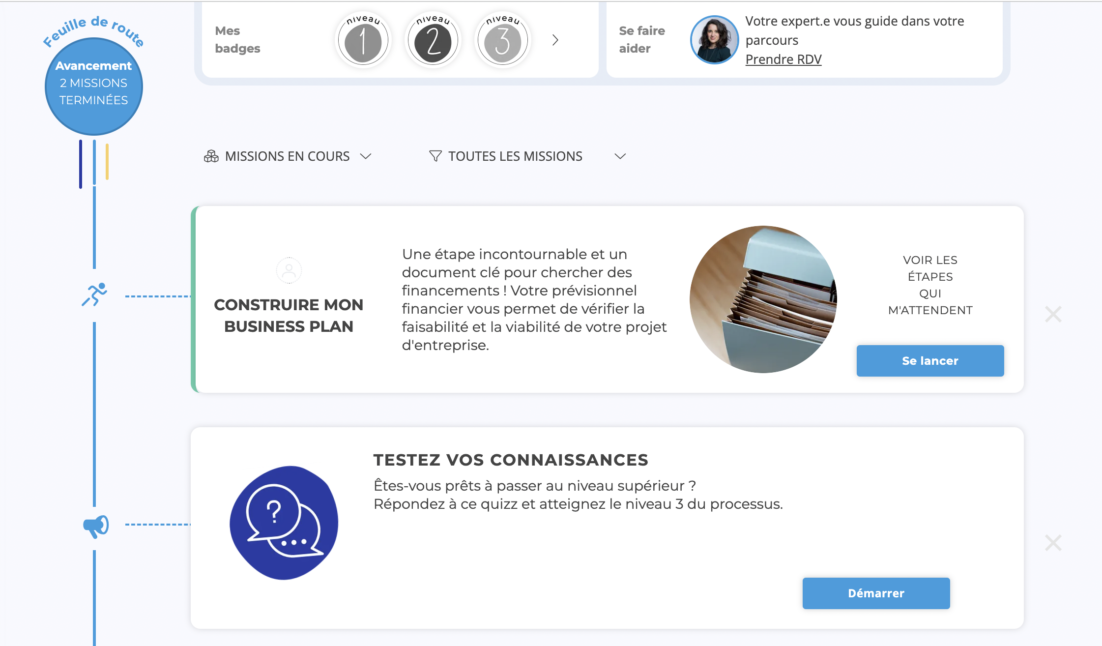 Missions exemple sur la plateforme Coptain App