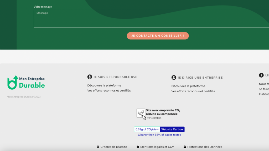 Exemple logo site avec empreinte carbone réduite