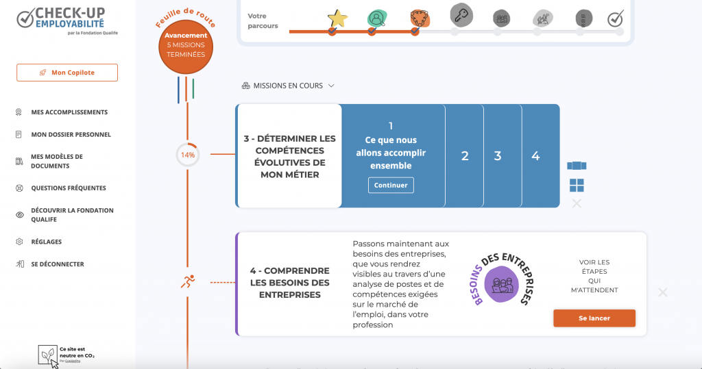 visuel de la plateforme Checkup employabilité par Qualife